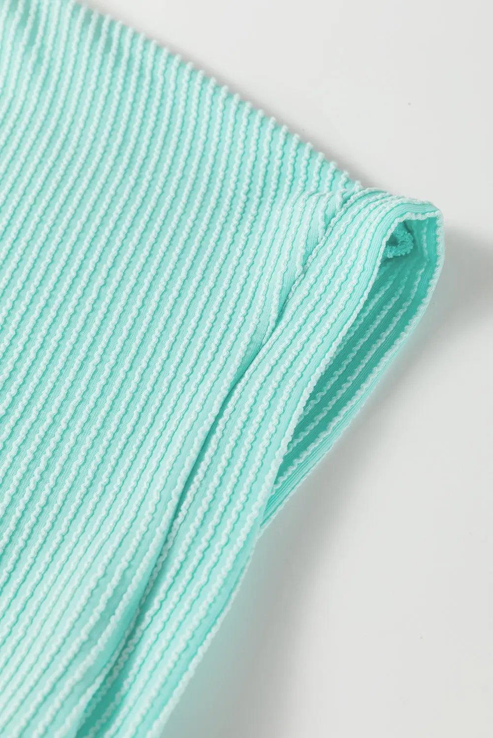 Light Blue Twisted Rib Contrast Pocket Knit Crew Neck Plus Size T Shirt Love Salve